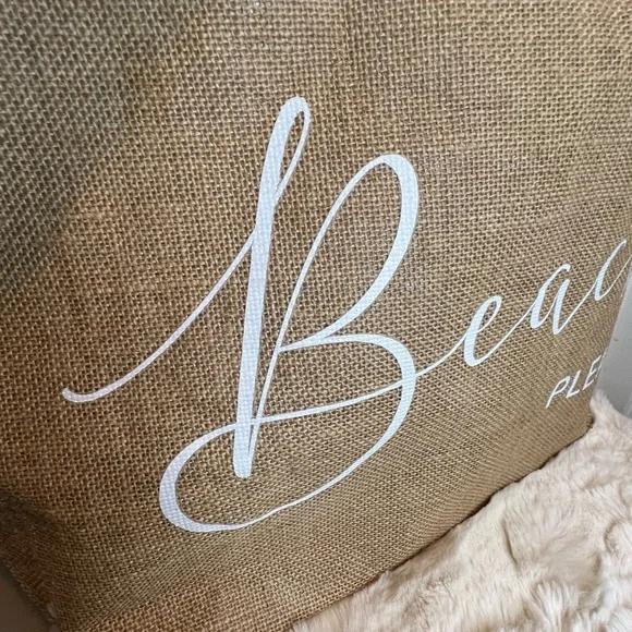 JUTE BEACH TOTE BAG “BEACH PLEASE! - Picture 3 of 7